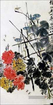 齐白石 Qi Baishi Werke - Qi Baishi Käfer und Blumen alte China Tinte